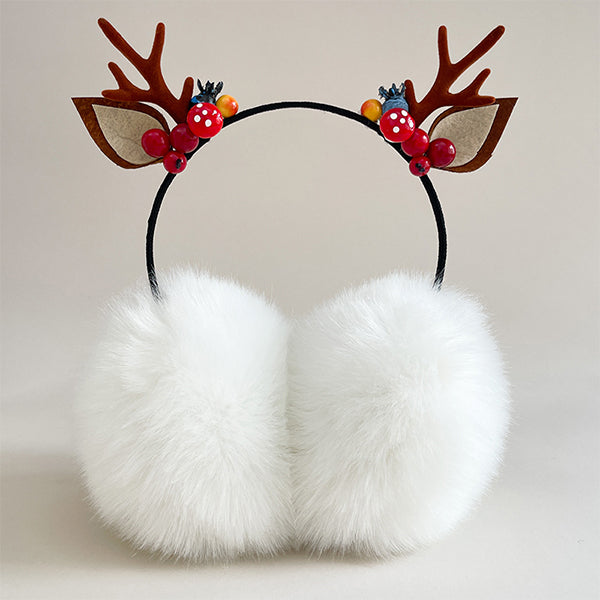 Reindeer Antler Earmuffs - Soft Plush Material - Holiday Accessories - 2 Styles Available