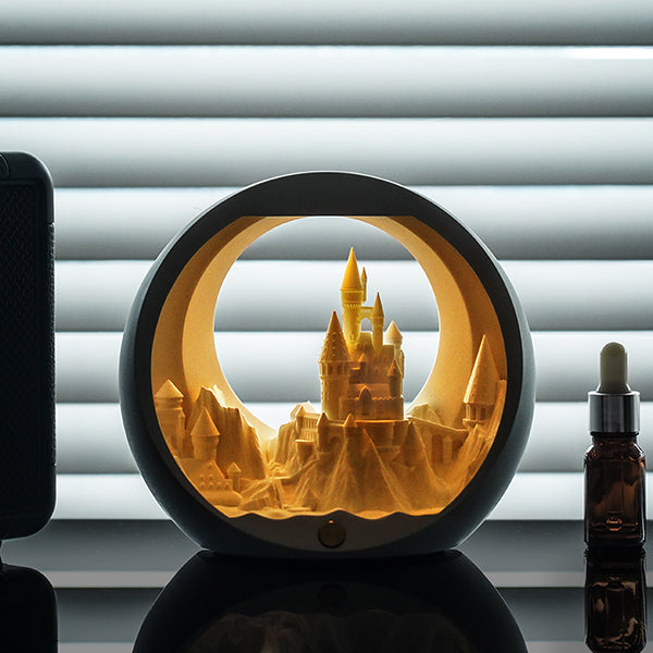 Galactic Castle Aroma Night Light - Gypsum Material - LED Warm Glow - Aromatherapy Diffuser