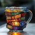 3D Painted Book Glass Mug - Handcrafted Stacked Book Design - Colorful Art Style