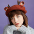 Wool Felt Reindeer Beret Hat - Christmas Antler Cap - Festive Winter Accessory