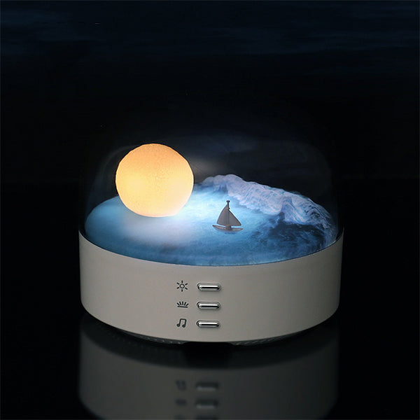 Moon Night Lamp - Ocean Scene Ambient Light - Soothing Glow for Bedrooms - Two Color Options - Decorative Night Light