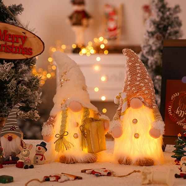 Light-Up Sequin Rudolph Gnome - Plush Faceless Doll Decoration - Boy and Girl Options - Christmas LED Ornament