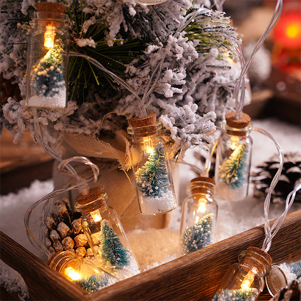 Christmas Tree Bottle String Lights - 5ft 10 Lights or 10ft 20 Lights - Battery Powered Fairy Lights - Holiday Home Decor