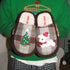 Christmas Embroidered Puppy Slippers - Plush and EVA Sole - Blue and Brown - Three Sizes - Cozy Winter Holiday Home Shoes