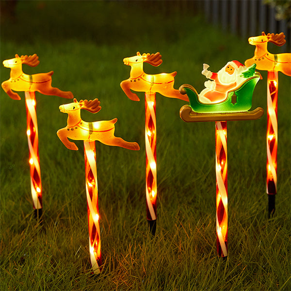 Solar Powered Christmas Garden Stake Lights - Outdoor Waterproof Holiday Decor - Durable Plastic Material