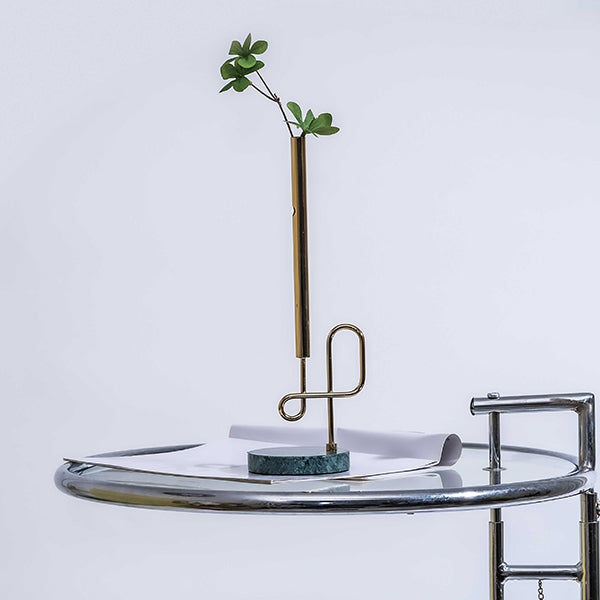 Luxury Modern Flower Vase - Marble & Iron - Minimalist Gold Design - Two Styles - Elegant Home Decor