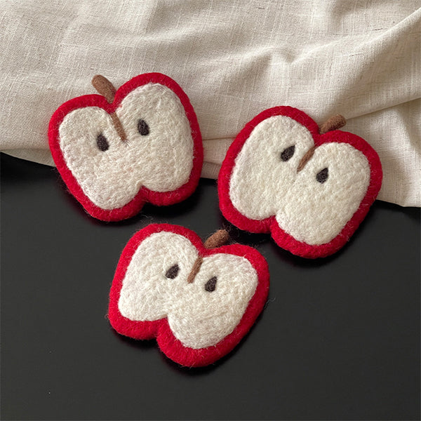 Wool Felt Apple Coasters - 3 Piece Set - Handmade Absorbent Christmas Drink Mats - Holiday Table Decoration