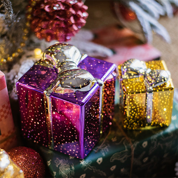 Glowing Glass Christmas Gift Box - LED Light Holiday Decoration - Festive Home Décor - Perfect for Gifting