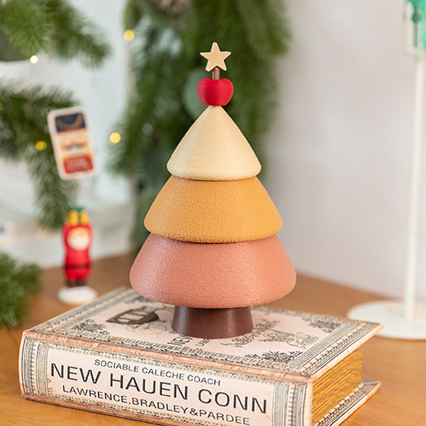 Christmas Tree Jewelry Storage Box - Double Layer Organizer - Eco-friendly PLA and Flocked Finish - Forest Green and Cinnamon Brown - Holiday Gift for Women