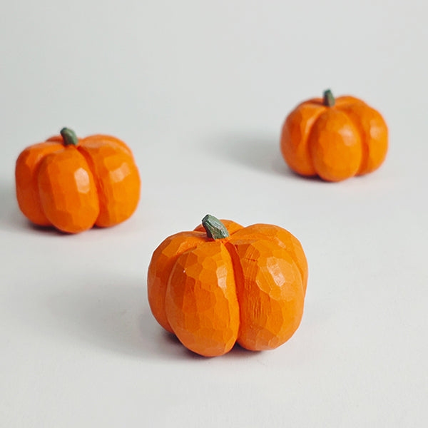 Handcrafted Wooden Pumpkin Ornament - Halloween Decoration - Rustic Wood Figurine - Small Fall Décor - Tabletop Accent Piece