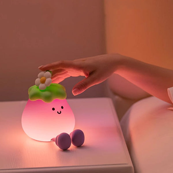 Eggplant Sleep Lamp - Silicone Material - Adjustable Brightness Levels - Cute Bedroom Night Light - Adorable Kids' Room Decor