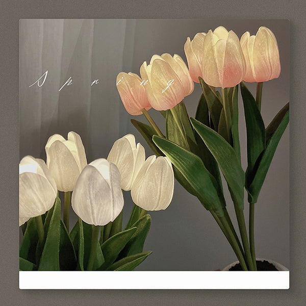 Rechargeable Tulip Nightlight - Soft Pink & White Options - Elegant LED Glow