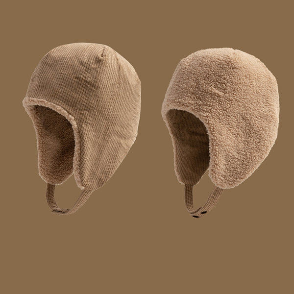 Reversible Faux Lamb Fleece Earflap Hat - Winter Warm Thickened Cap - Dual-Sided Cozy Design - Eight Color Options - Fashion Outdoor Headwear