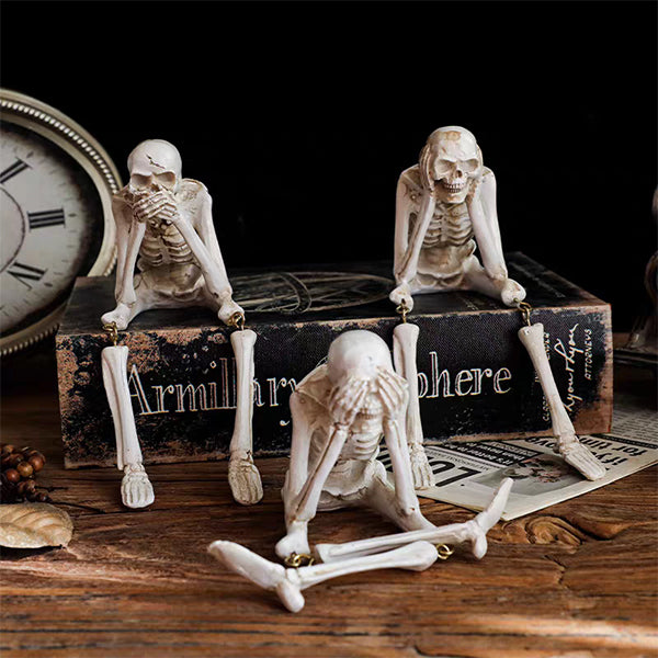 Halloween Resin Skeleton Figurines - Dangling Leg Ornaments -  Gothic Tabletop Decor - Spooky Holiday Gift