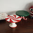 Hand Painted Christmas Cake Stand - Ceramic High Footed Plate - Festive Candy Color Design - Santa Candy and Cane Styles - Holiday Dessert Display Plate