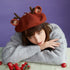 Wool Felt Reindeer Beret Hat - Christmas Antler Cap - Festive Winter Accessory
