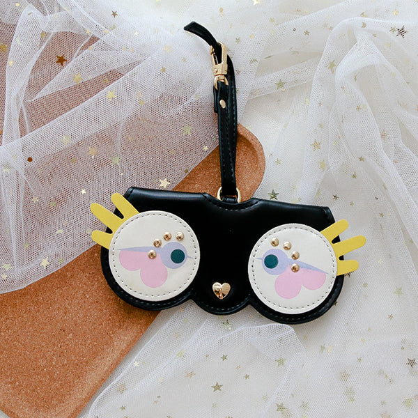 Animal Eyes Glasses Case - Ultra-Fiber Leather - Cute & Stylish - Perfect for Travel
