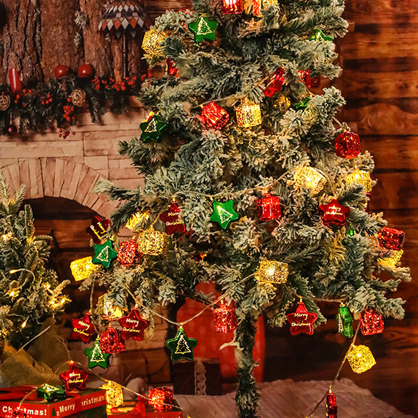 Christmas String Lights - Stars Gift Boxes and Balls - Battery & USB Powered - Indoor Outdoor Holiday Decoration