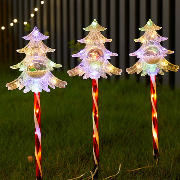 Solar Powered Christmas Garden Stake Lights - Outdoor Waterproof Holiday Decor - Durable Plastic Material
