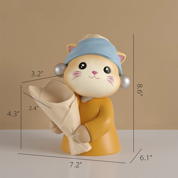 Creative Cat Vase Ornament - Resin Home Decor Piece