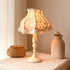 Vintage Lace Bedside Lamp - Romantic Princess Style - Wooden Base with Fabric Shade - Retro Bedroom Nightstand Light