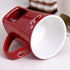 Ceramic Chocolate Fondue Mug - Candle Heated Melting Cup with Forks - White Red Black Colors - Home Dessert Fondue Set