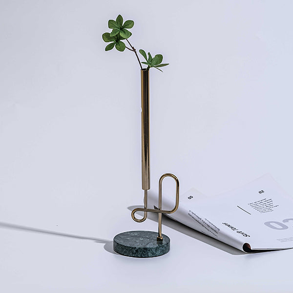 Luxury Modern Flower Vase - Marble & Iron - Minimalist Gold Design - Two Styles - Elegant Home Decor