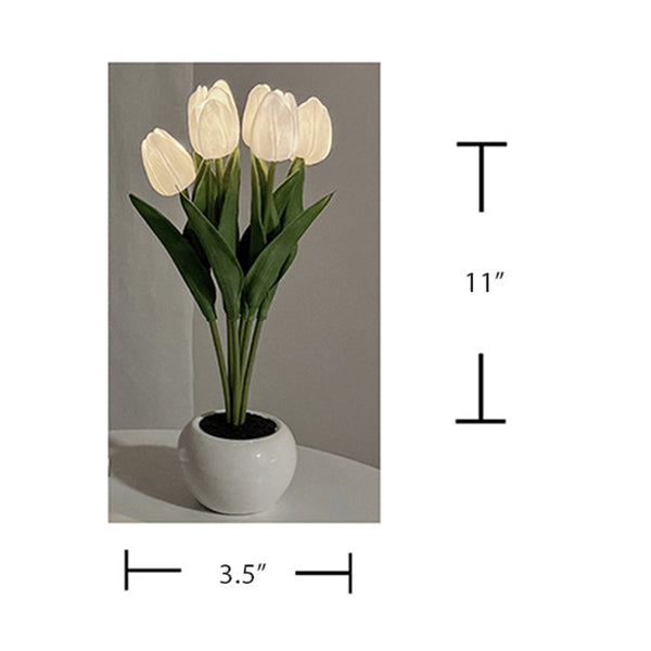 Rechargeable Tulip Nightlight - Soft Pink & White Options - Elegant LED Glow