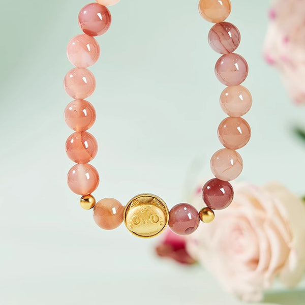 Anderson Cat - Cherry Blossom - Agate Bracelet - Pink Gemstone