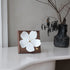 Sakura Blossom Table Clock - Ceramic Petals - Wooden Frame - Gold Accents