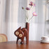 Fluffy Cat Wooden Vase – Artistic Solid Wood Flower Holder