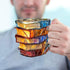 3D Painted Book Glass Mug - Handcrafted Stacked Book Design - Colorful Art Style