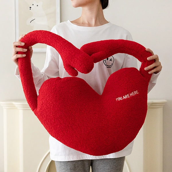 Heart-Shaped Hug Pillow - Faux Sherpa Fleece - Cozy & Soft - Two Colors - Perfect for Gifting