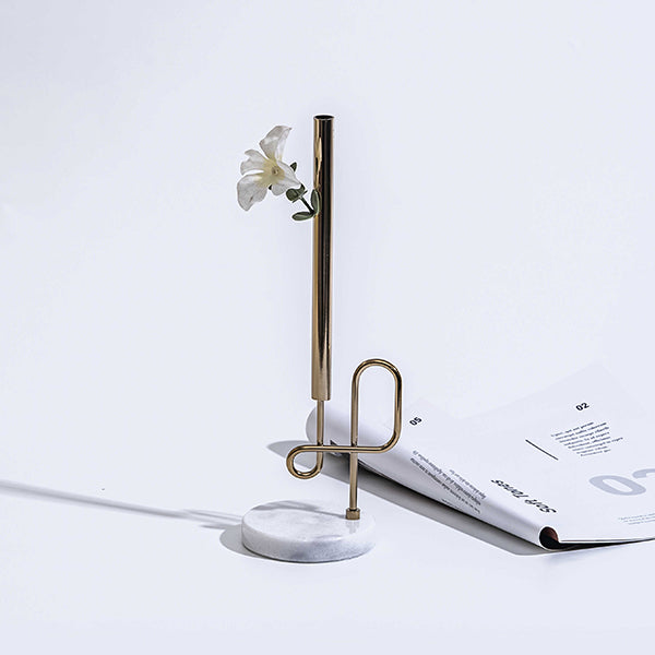Luxury Modern Flower Vase - Marble & Iron - Minimalist Gold Design - Two Styles - Elegant Home Decor