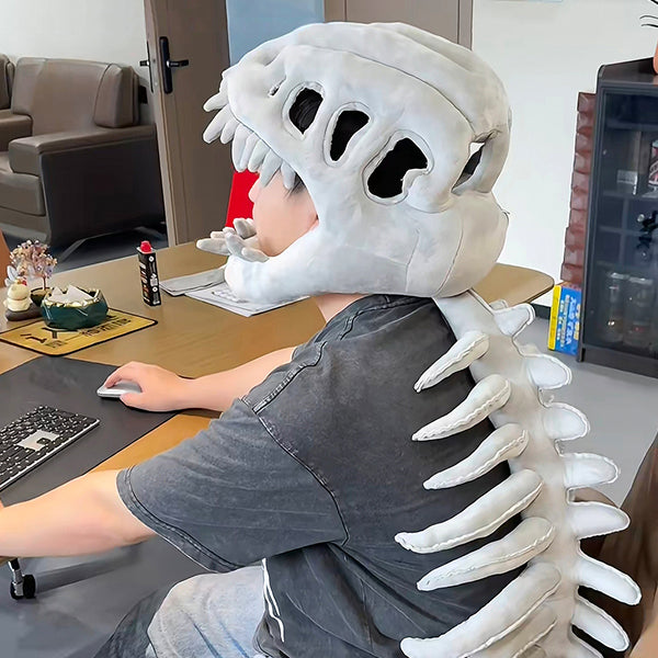 Plush Dinosaur Skeleton Headgear - Halloween Costume Hat - Adult and Kids Sizes - Soft Plush Material - Fun Cosplay Party Accessory