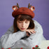 Wool Felt Reindeer Beret Hat - Christmas Antler Cap - Festive Winter Accessory