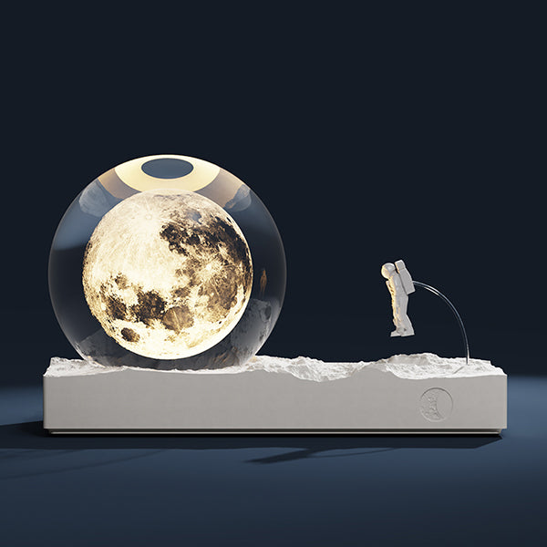 Crystal Moon Night Lamp - Cement Base - Two Colors