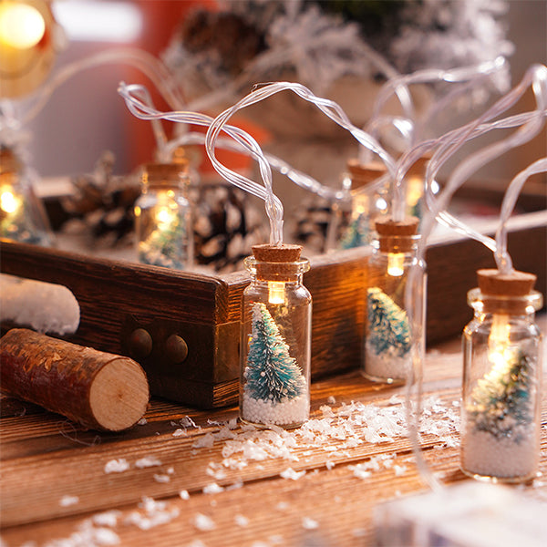 Christmas Tree Bottle String Lights - 5ft 10 Lights or 10ft 20 Lights - Battery Powered Fairy Lights - Holiday Home Decor