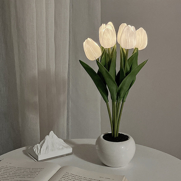 Rechargeable Tulip Nightlight - Soft Pink & White Options - Elegant LED Glow