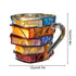3D Painted Book Glass Mug - Handcrafted Stacked Book Design - Colorful Art Style