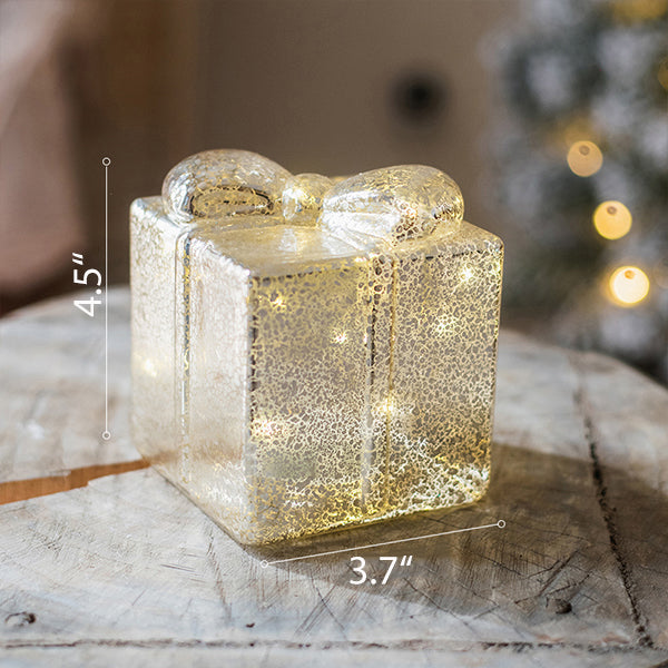 Glowing Glass Christmas Gift Box - LED Light Holiday Decoration - Festive Home Décor - Perfect for Gifting