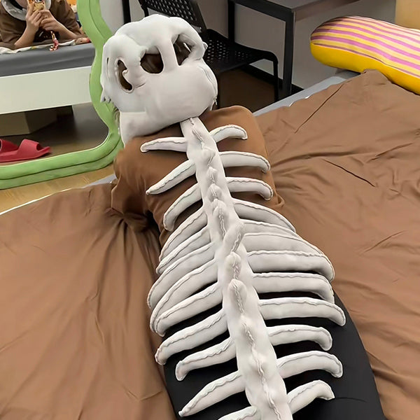 Plush Dinosaur Skeleton Headgear - Halloween Costume Hat - Adult and Kids Sizes - Soft Plush Material - Fun Cosplay Party Accessory