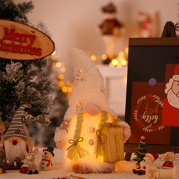 Light-Up Sequin Rudolph Gnome - Plush Faceless Doll Decoration - Boy and Girl Options - Christmas LED Ornament