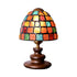 French Vintage Stained Glass Table Lamp - Mediterranean Style - White Ash Wood Base - Resin and Metal Details - Retro Bedside Light