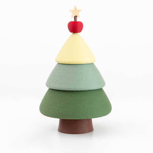 Christmas Tree Jewelry Storage Box - Double Layer Organizer - Eco-friendly PLA and Flocked Finish - Forest Green and Cinnamon Brown - Holiday Gift for Women