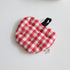 Christmas Apple Coasters - Red Linen and Checkered Cotton - Handmade Double-Layer Heat-Resistant Drink Mats