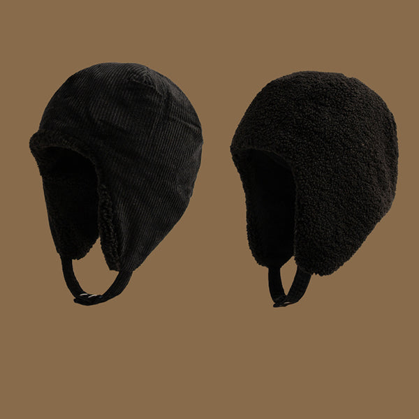 Reversible Faux Lamb Fleece Earflap Hat - Winter Warm Thickened Cap - Dual-Sided Cozy Design - Eight Color Options - Fashion Outdoor Headwear