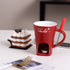 Ceramic Chocolate Fondue Mug - Candle Heated Melting Cup with Forks - White Red Black Colors - Home Dessert Fondue Set