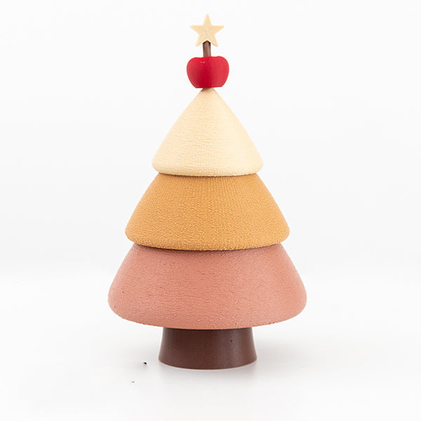 Christmas Tree Jewelry Storage Box - Double Layer Organizer - Eco-friendly PLA and Flocked Finish - Forest Green and Cinnamon Brown - Holiday Gift for Women