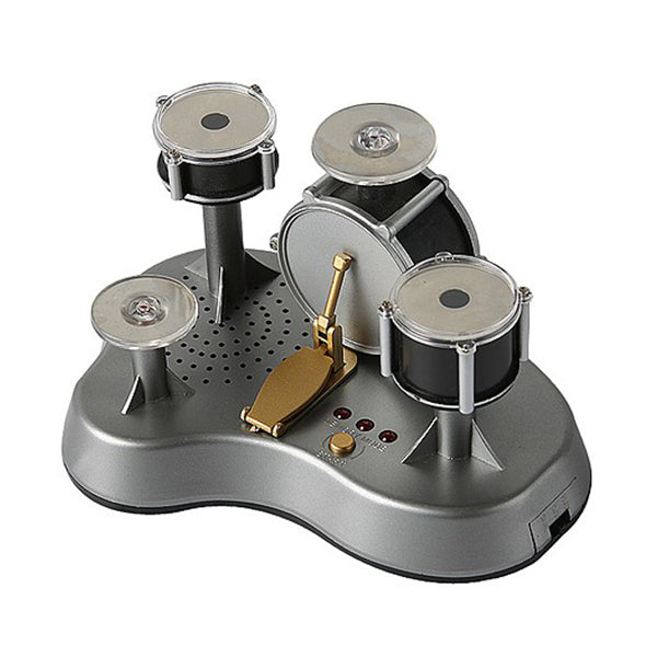 Finger Touch Drum Set - Creative Music Toy - Silver Black Design - Record Playback Mode - Battery Powered